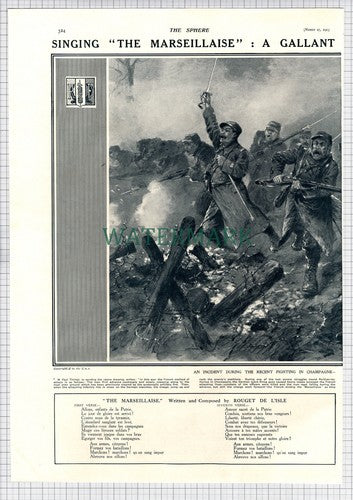 France National Anthem Champagne THE MARSEILLAISE  World War One - 1915 Article