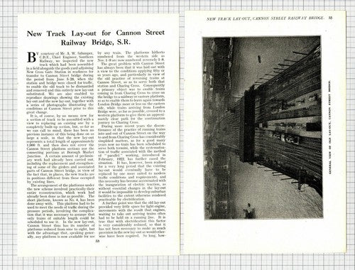 Cannon Street Railway Bridge New Track Layout -  c.1925 Article