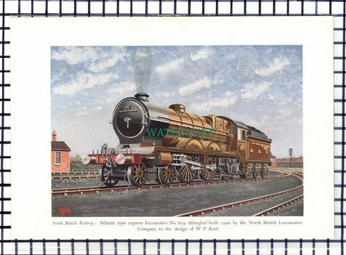 C6735) North British Railway NBR Locomotive No 879 ABBOTSFORD  - 1950 Print