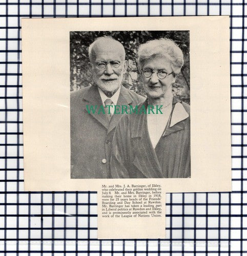 (7772) Mr & Mrs H A Barringer Ilkley Friends School Rawdon -   1936 Cutting