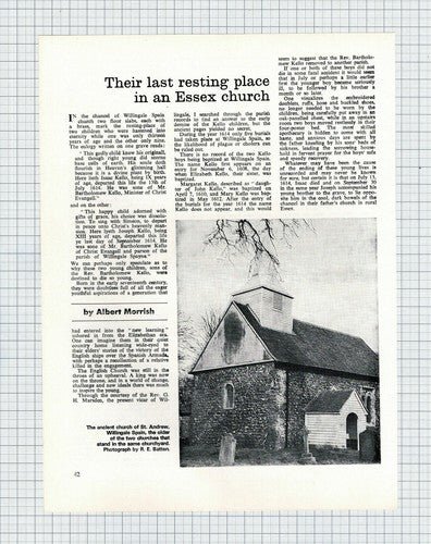 (5435) Church of St Andrew Willingale Spain Essex Kello   - 1970 Article