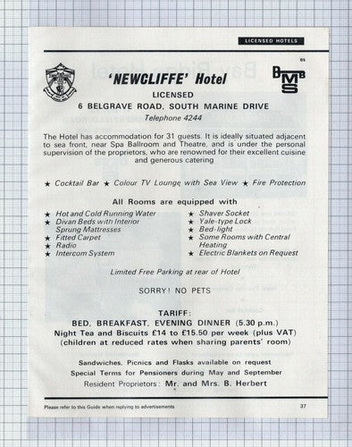(5804) Bay Ridge Hotel Bridlington McCullough  / Newcliffe B Herbert - 1973