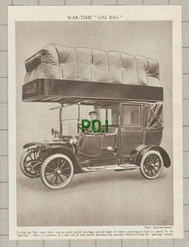Taxi Cab World War 1 Gas Bag Device WW1 - 1935 Cutting