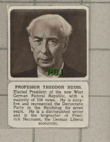(C668) Professor Theodor Heuss West German Federal Republic - (SMALL!)1949