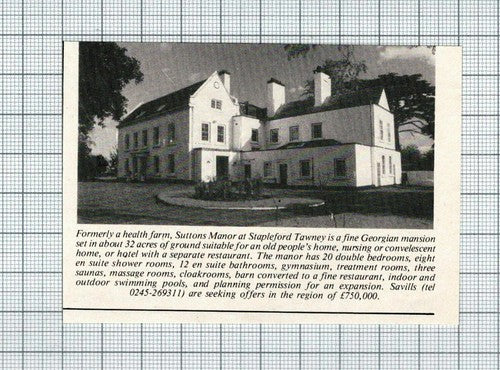 Suttons Manor Stapleford Tawney House Sale Advert -    1985 SMALL Clipping