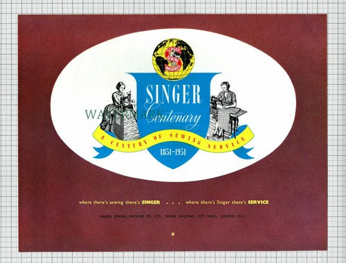 X1826) Singer Sewing Machines Centenary ADVERT - c.1951