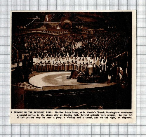St Martin's Church Birmingham Rev Brian Green Circus Ring Service -1951 Cutting