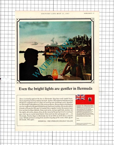 Montre Royale Electronique Clock ADVERT / Bermuda Tourism - 1967 Advert