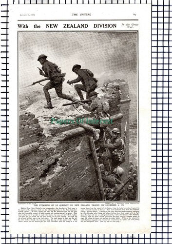 New Zealand Anzacs Le Quesnoy Great War World War One  -1919 Article