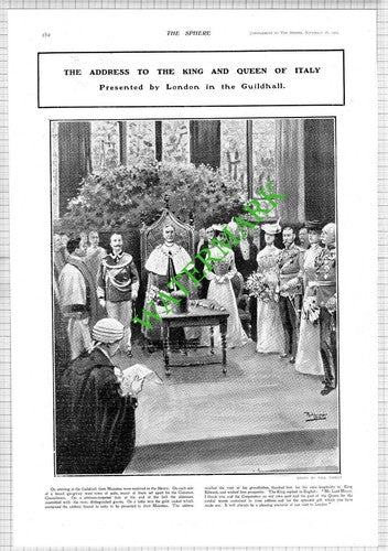 King and Queen Of Italy Guildhall London Paul Thiriat - 1903 News Page / Print