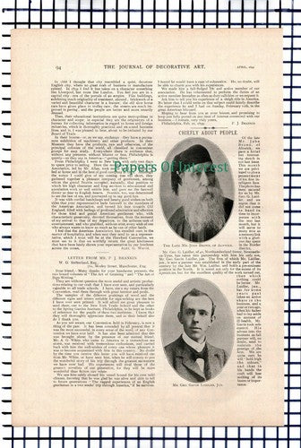 X1150) Mr Alex G White Master House Painters Association - 1899 Article