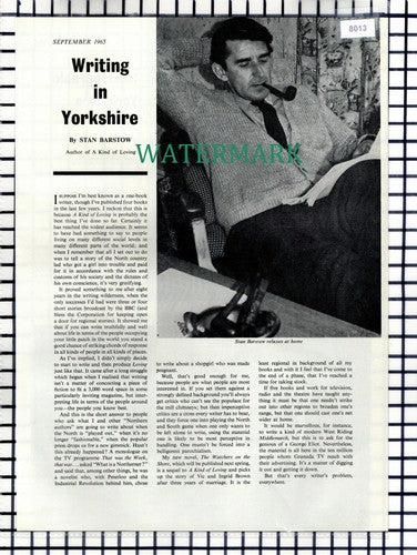 (8013) Stan Barstow Author Writer  - 1965 Article