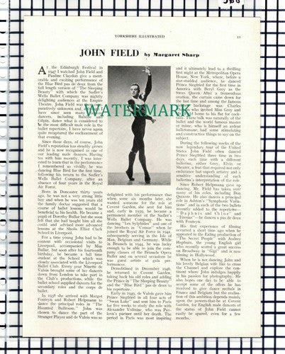 John Field Ballet Dancer  - 1952 Article