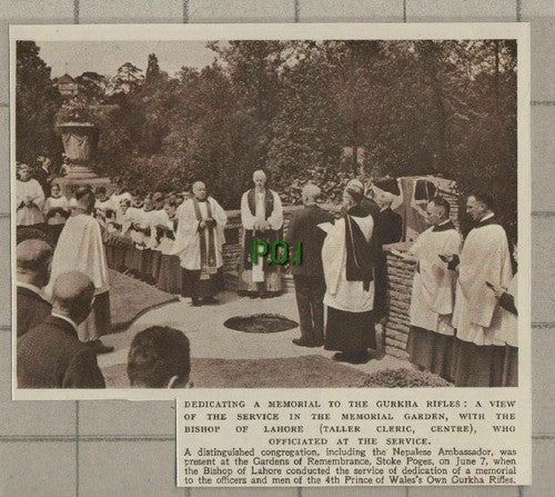 (C449) Gurkha Rifles Memorial Stoke Poges Bishop of Lahore   - 1949 Clip