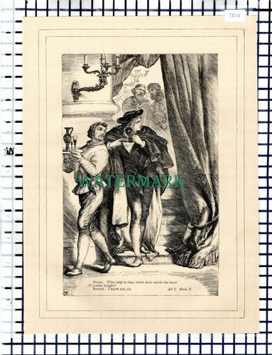 (7814) Romeo & Juliet Servant - c.1880 Shakespeare Book Print