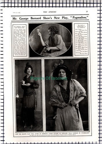 Tilla Durieux  Actress George Bernard Shaw Pygmalion Play - 1914 News Page
