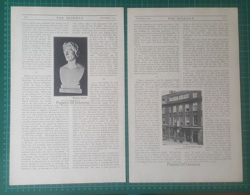 X1023) William Hazlitt English Writer  Gilbert Thomas - 1930 Article