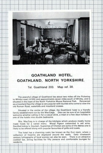 The George Easingwold Yorkshire / Goathland Hotel MacCaig - c.1970s Small Advert