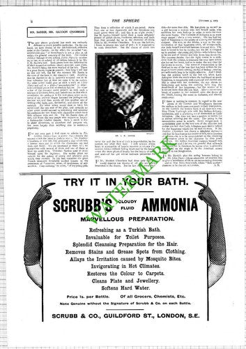 Mr J M Barrie / Van Houten's Cocoa Judges Advert - 1903 News Page / Print