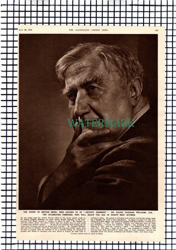 Dr Ralph Vaughan Williams Composer -  1952 Article / Print