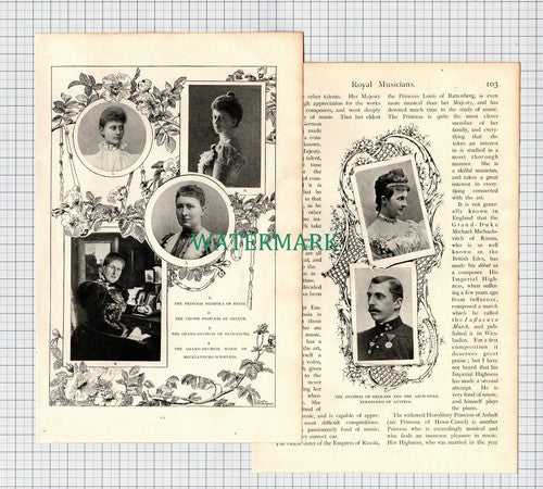(6718) Royal Musicians Queen Alexandra Landgraf Hesse Cassel - c .1900 Article