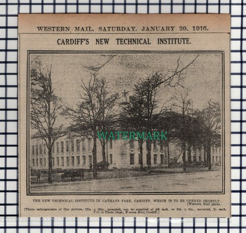 (8109) New Technical Institute Cathays Park Cardiff - 1916 Cutting