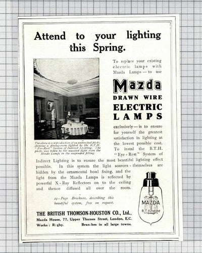 C6227) MAZDA Lamps British Thomson-Houston Small ADVERT - 1914 Cutting