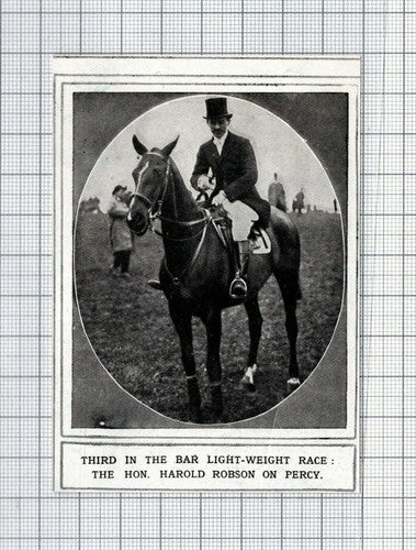 The Hon Harold Robson On Percy  Horse Jumping -  1920 SMALL News Clipping