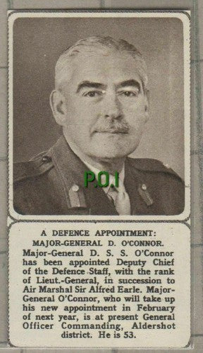 (C477) Maj Gen D S S O'Connor Defence Staff  Aldershot  -SMALL 1961 Clip