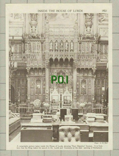 (4504) Inside The House of Lords 1921    - c.1935 Cutting
