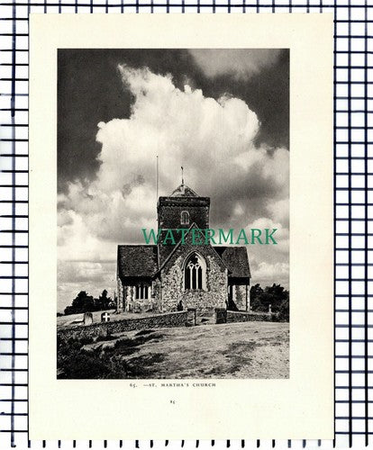 (7451) St Martha's Church Surrey  - 1949 Print / Cutting