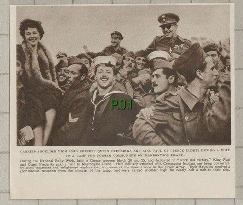 (C506) Queen Frederika & King Paul of Greece Makronysos Island - 1949