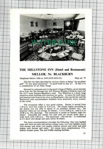 (C186) Millstone In Mellor Blackburn  / Moorcock Inn Waddington Clitheroe - Clip