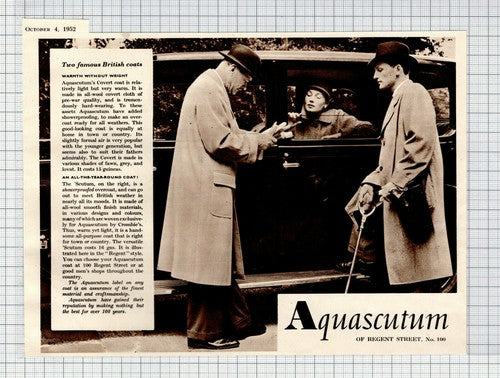 Aquascutum Of Regent Street ADVERT  -1952 Clipping  / Print