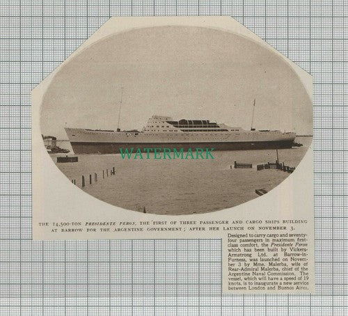 C2431) Presidente Peron Passenger Ship Vickers Armstrong Barrow - 1948 Clip