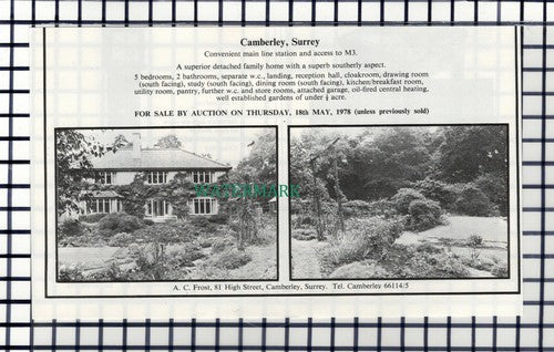 C7329) Camberley Surrey House Sale Advert - 1978 Cutting