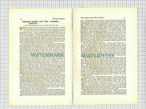 Thomas Hardy And The Wessex Novels   - 1901 Article