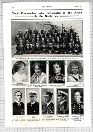 HMS LION Sir David Beatty Chatfield Halsey World War One -1915 News Page / Print