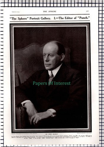 Sir Owen Seaman Editor of Punch  - 1914 News Page / Print