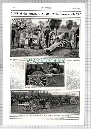 World War One WW1 75 French Army Gun The Limber - 1915 News Page