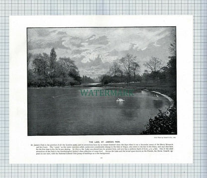 X1896) London Bridge / St James's Park Lake  - c.1900 Book Print