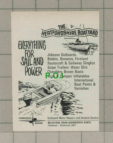 C1979) The Hertfordshire Boatyard Knebworth Small Advert - 1971 Clip