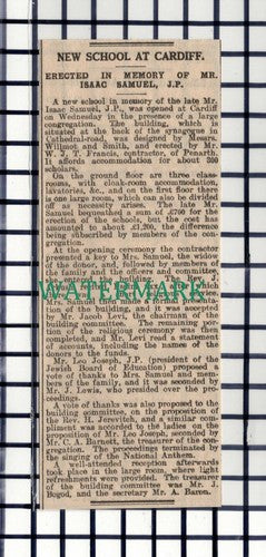 C7141) Mr Isaac Samuel JP Cardiff School -  1916 Cutting