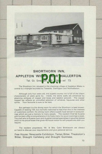 Shoulder of Mutton Kirby Hill Derek Bastow Shorthorn Inn Appleton Wiske- Advert