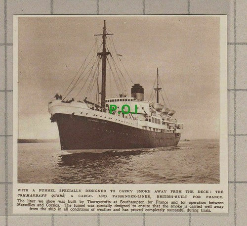 C1762) The COMMANDANT QUERE Ship France  - 1948 Clip