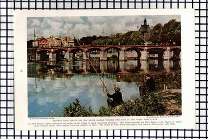 (8037) Meaux River Marne Hotel de Ville / Couteau Farm  France - 1940 Cutting