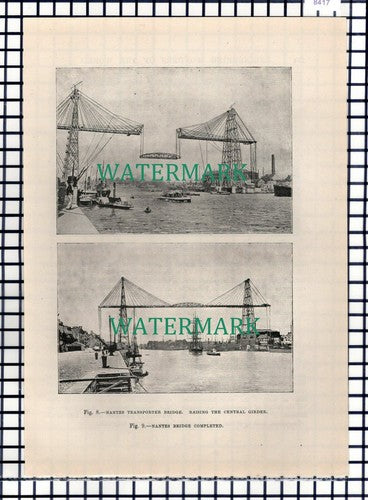 (8417)  Nantes Transporter Bridge - c.1930s Cutting