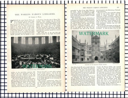 (7420) World's Famous Libraries British Museum Harrow  ~   c.1901 7-Side Article