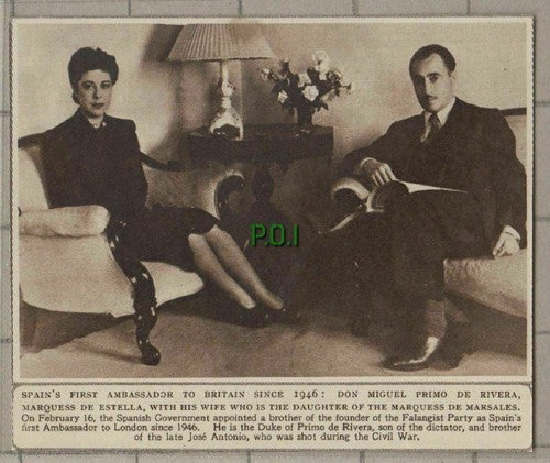 C708) Don Miguel Primo De Rivera Marquess De Estella Spain & Wife - 1951