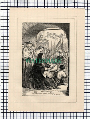 X1621) All's Well That Ends Well Diana Helena c.1880 Shakespeare Book Print
